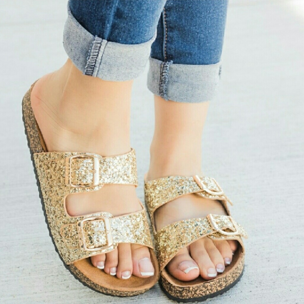 Glittery boho sandles - GOLD